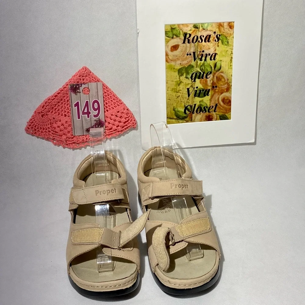 Propet Pedic Walker Sandals Dusty Tan Nubuck NW/OT Adjustable Straps - Picture 7 of 15